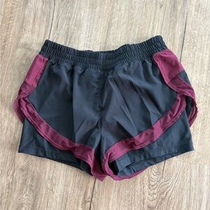 MPG Black and Burgundy Women's Athletic Shorts